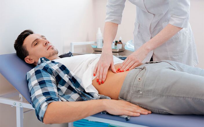 The patient during the examination by the doctor