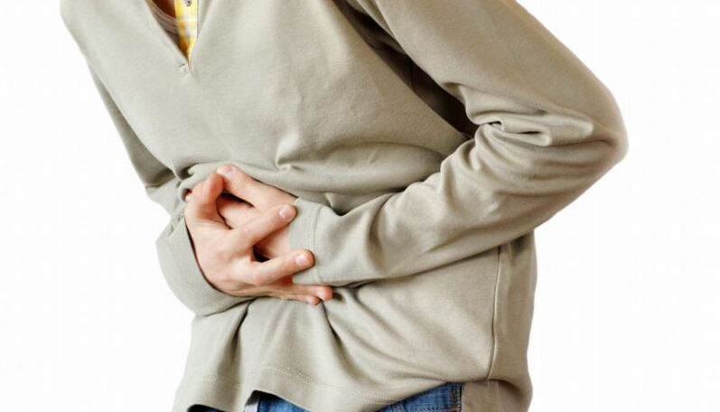 Abdominal pain in the presence of parasites in the body